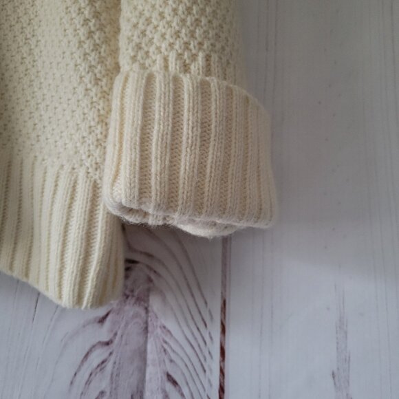 Talbots Chunky Knit Cowl Neck ¾ Length Sleeve Sweater, Women’s Petite M, Cream - Picture 2 of 11